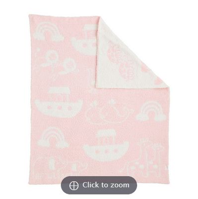 Noah&#39;s Ark Pink Chenille Blanket