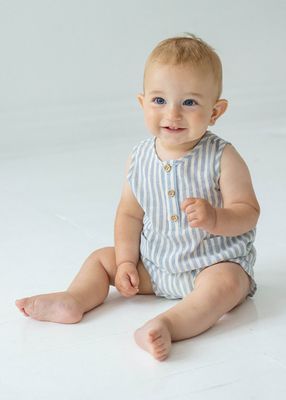 Blake Romper-blue stripe