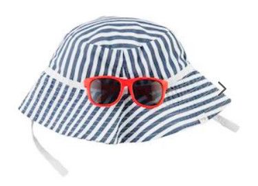 Blue Stripe Beach Hat and Sunglasses (6-18 mos)