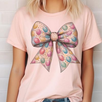Easter Coquette Graphic Tee Easter Egg Bow