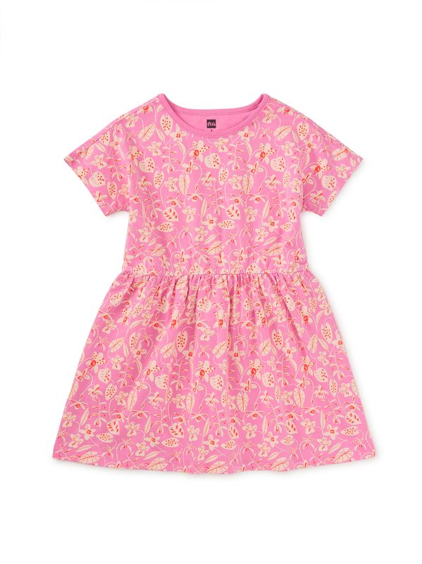 Short Sleeve Twirl Dress- Orchid Abundance