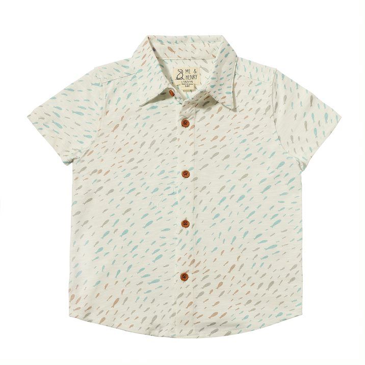 Tiller Printed Jersey Shirt - Natural/Aqua Fish