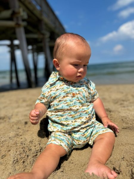 Molokai Printed Romper~ Blue Islands