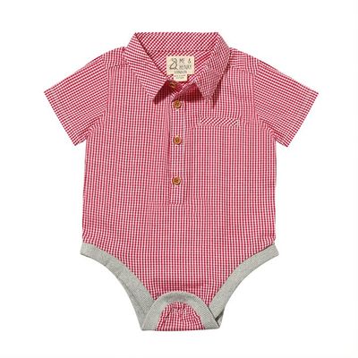 Helford Woven Onesie ~Red/White Micro Plaid