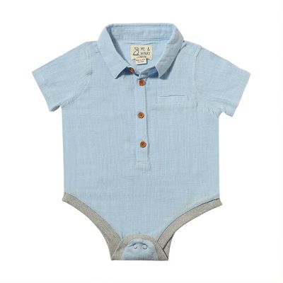Helford Woven Onesie ~Blue