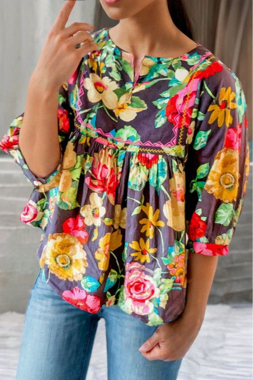 Ivy Jane Grey Rose Garden Top