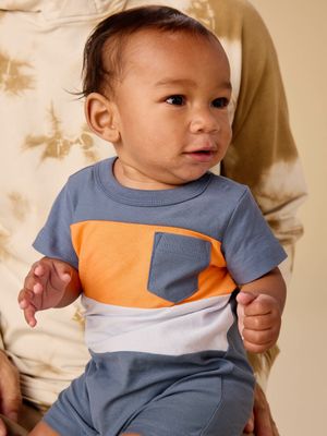 ColorBlock Baby Romper Cornflower