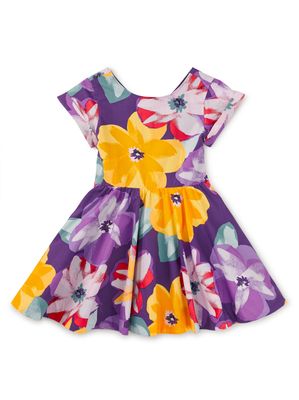 Button Back Skirted Dress-Tropical