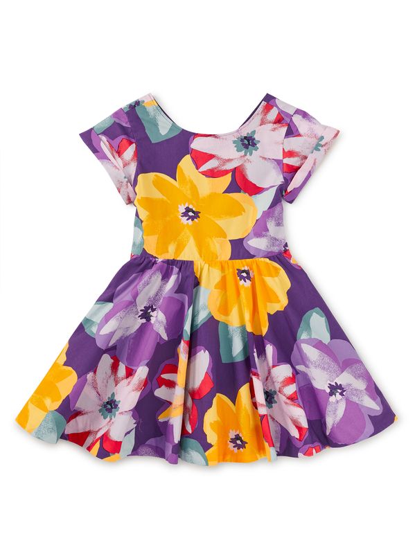 Button Back Skirted Dress-Tropical