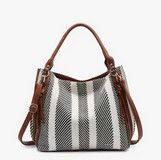 Connar Monogrammable Striped Tote-Black/White