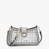 Miller Rattan Snap Crossbody-White/Gray