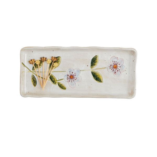 Blue Flower Tray and Toothpick Set