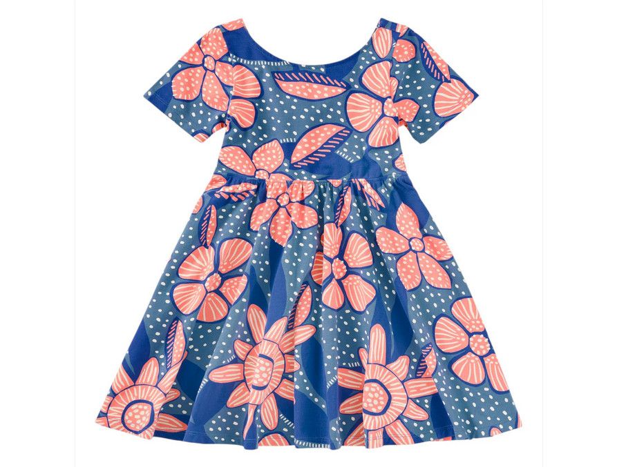 Twist Back Ballet Dress-Dot Floral