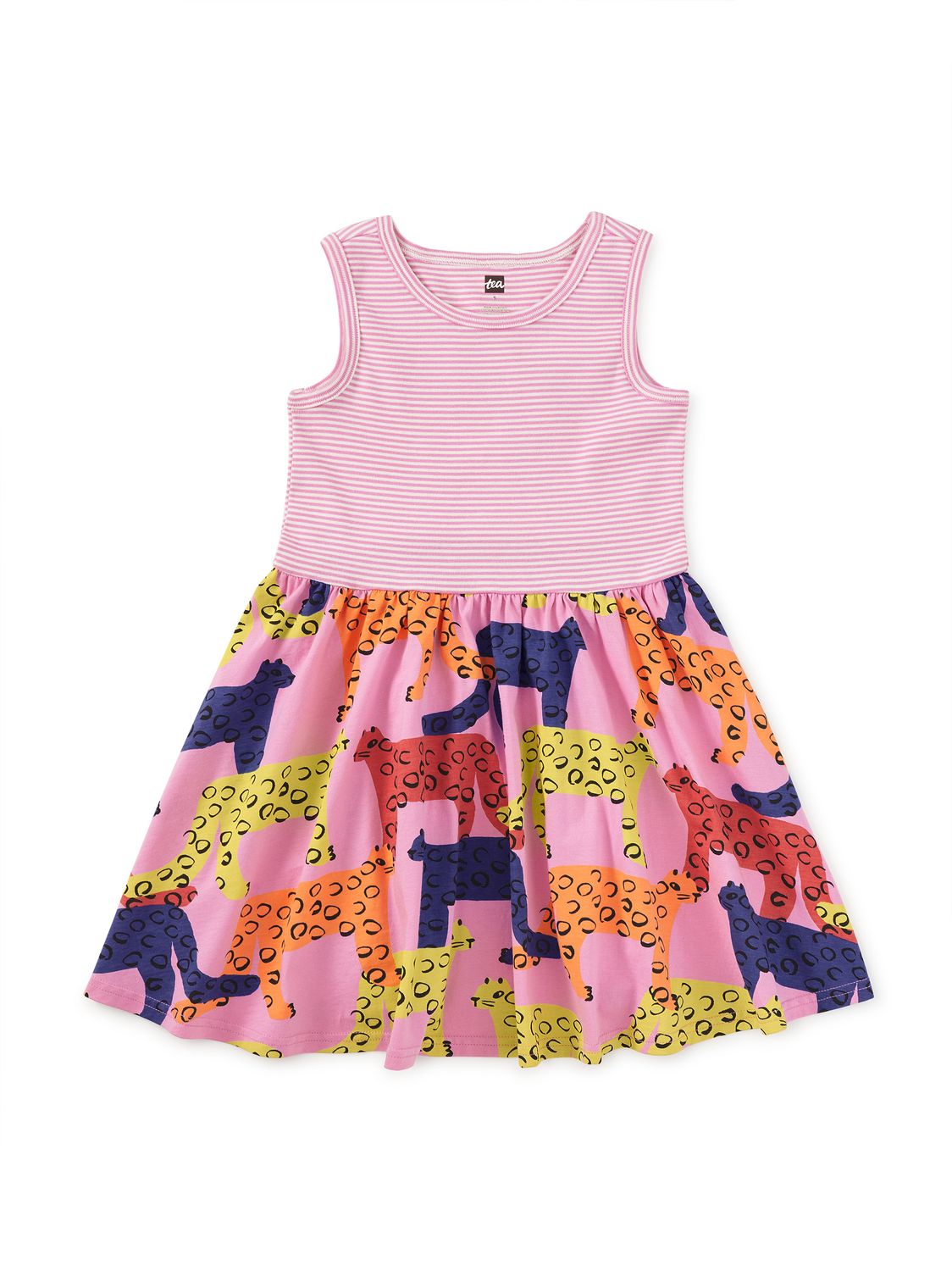 Print Mix Tank Skirted Dress-Bright Jaguars