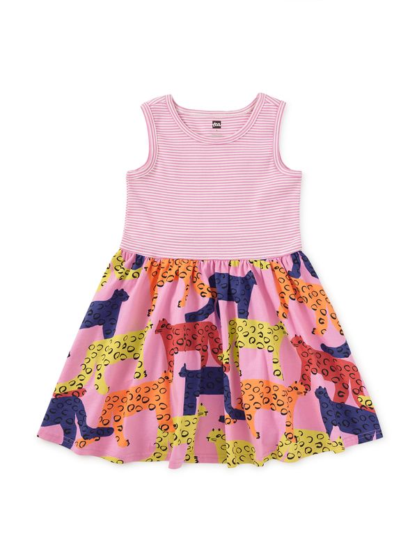 Print Mix Tank Skirted Dress-Bright Jaguars