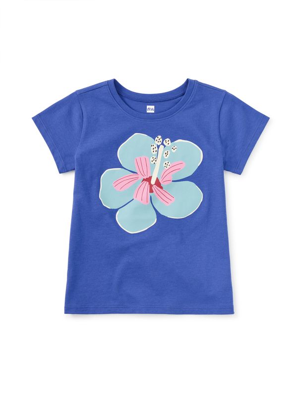 Bold Hibiscus  Graphic Tee Blue