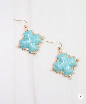 Edie Enamel Cross Earring Turquoise