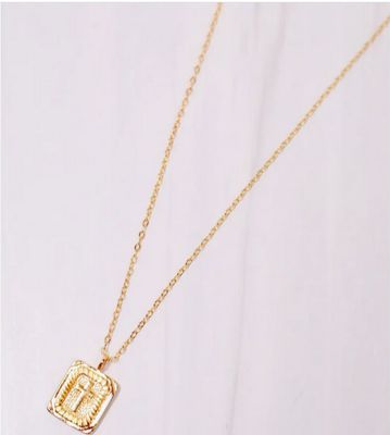 Johns Creek Cross Plate Necklace Gold