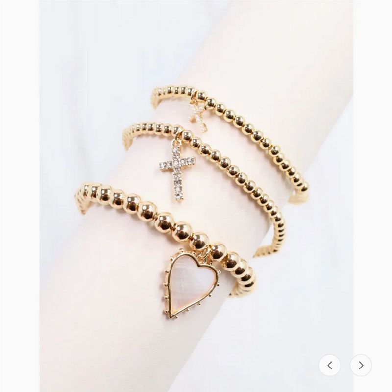 Aylin Gold Beaded Charm Bracelet Gold
