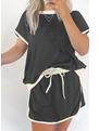 Bonbon Colorblock Edge Drop Shoulder T-Shirt &amp; Skort Set