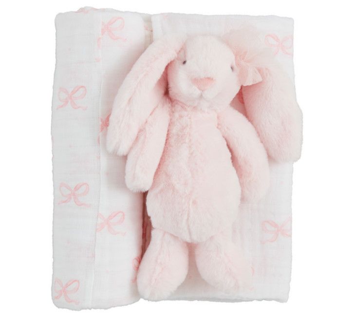 Bow Swaddle and Rattle Set