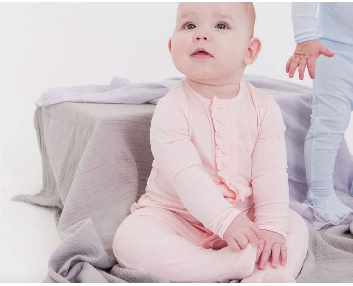 Pin Dot Pink Ruffle Modal Magnetic Footie