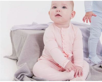 Pin Dot Pink Ruffle Modal Magnetic Footie