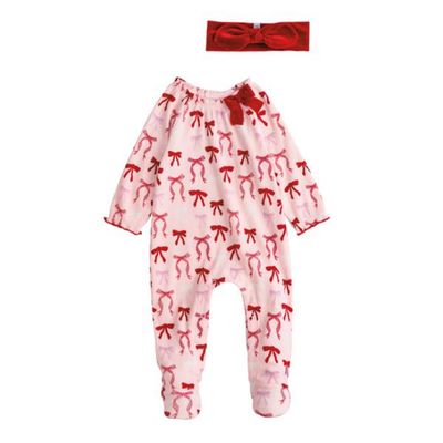 Christmas Bow Sleeper w/ Headband