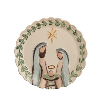 Nativity Round Platter 12&quot; Scalloped Edge