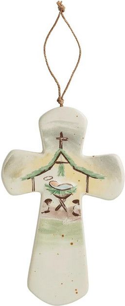 Manger Ceramic Nativity Cross