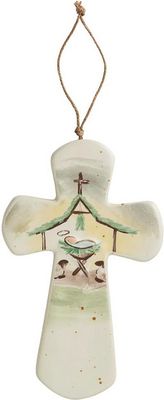 Manger Ceramic Nativity Cross