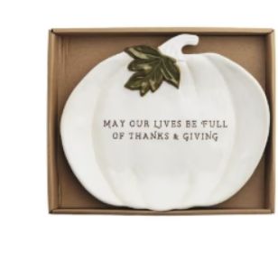 White Pumpkin Sentiment Plate