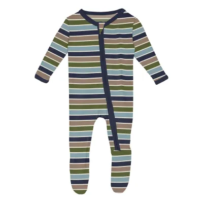 Fall Vibes Print Footie w/2way Zipper