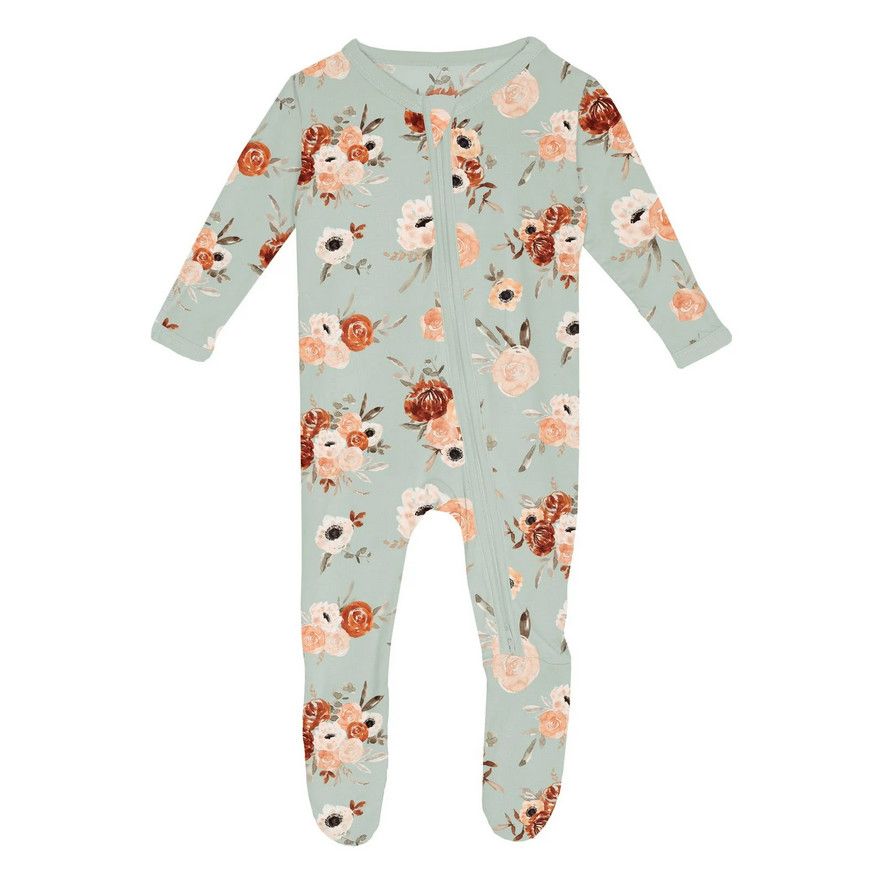 Ruffle Footie w/2 way Zipper Aloe Fall Floral