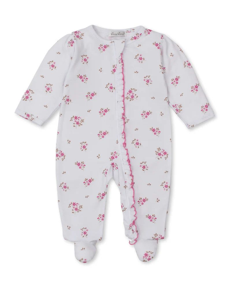 Tiny Blossoms Footie w/ Zipper-Pink