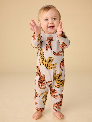 Long Sleeve Pocket Baby Romper - Lightning Tiger