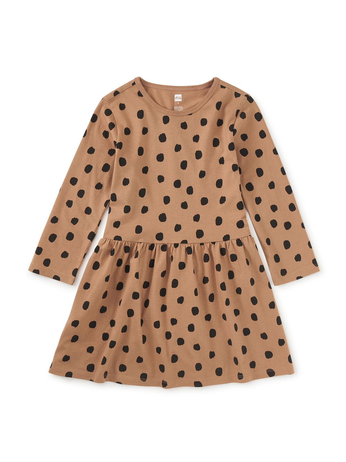 Long Sleeve Skirted Dress-Leopard Dots