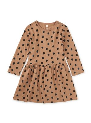Long Sleeve Skirted Dress-Leopard Dots