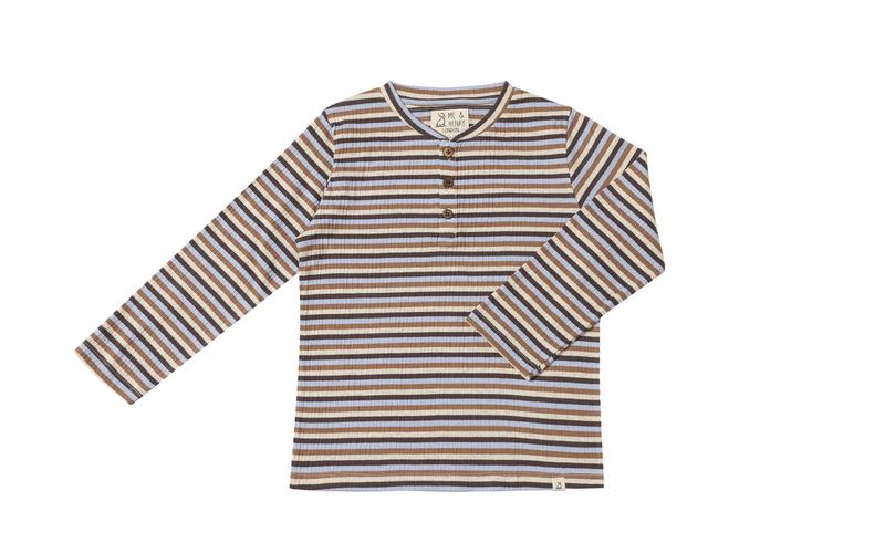 Adams Ribbed Henley -Beige/Blue/Cream