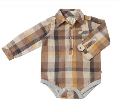 Jasper Woven Onesie-Brown Madras