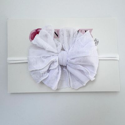 A95 Skinny Mini Ruffled Headband-White