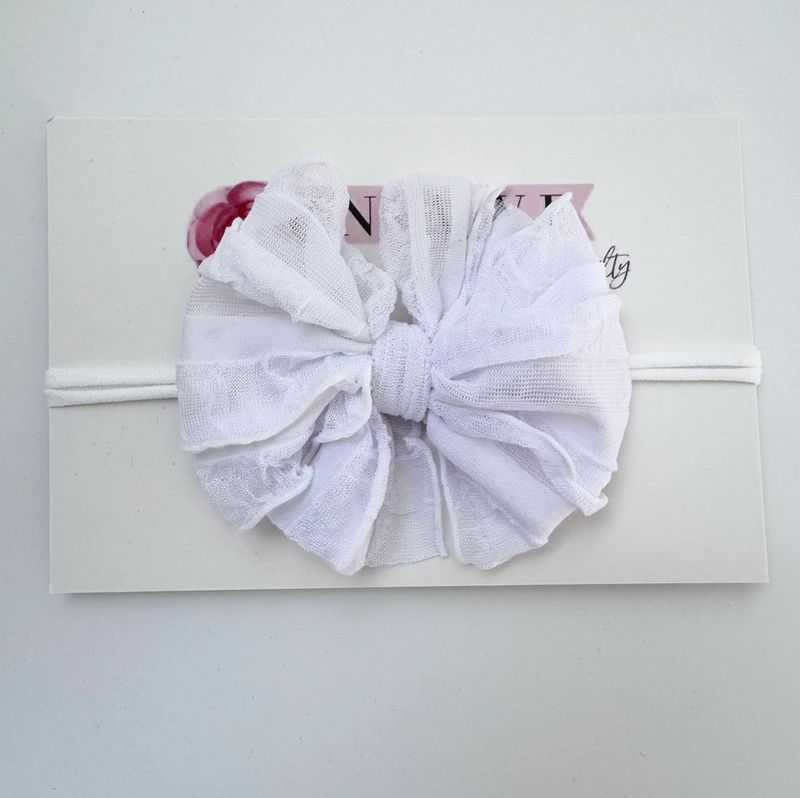 A95 Skinny Mini Ruffled Headband-White