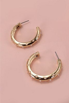 Pearl Studded Hoop Earrings