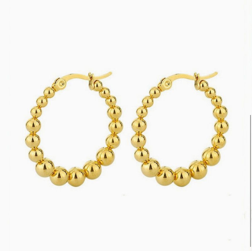 18K Stainless Steel Waterproof Tarnish Free Hoops-gold