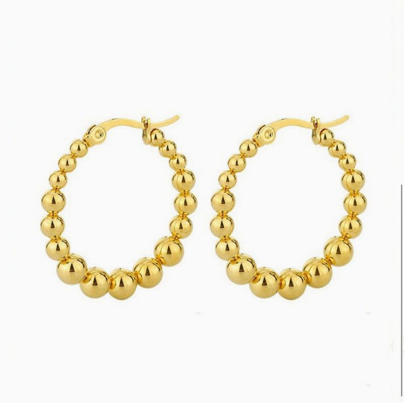 18K Stainless Steel Waterproof Tarnish Free Hoops-gold