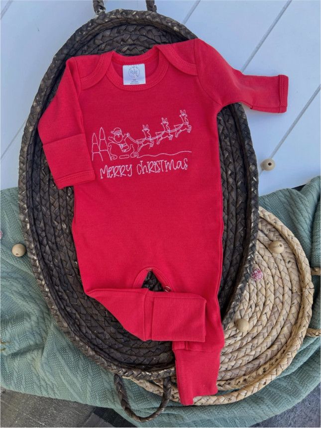 Merry Christmas Baby Romper - Red
