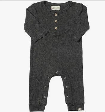 Mason Ribbed Romper-Charcoal, Size: 0-3 mos