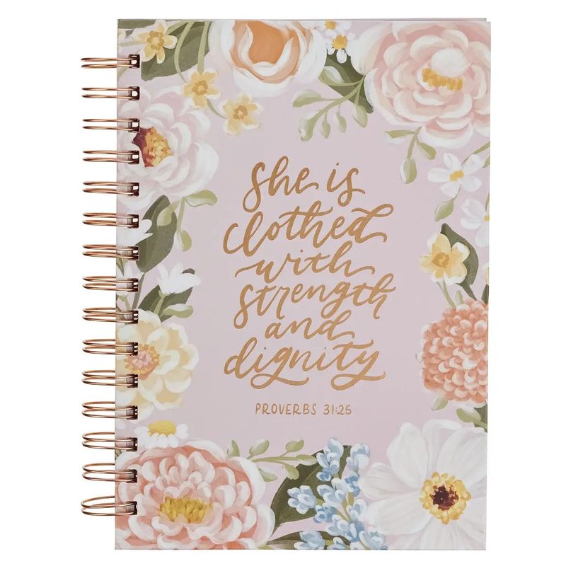 Journal Wirebound Pink Floral Strength &amp; Dignity Prov. 31:25