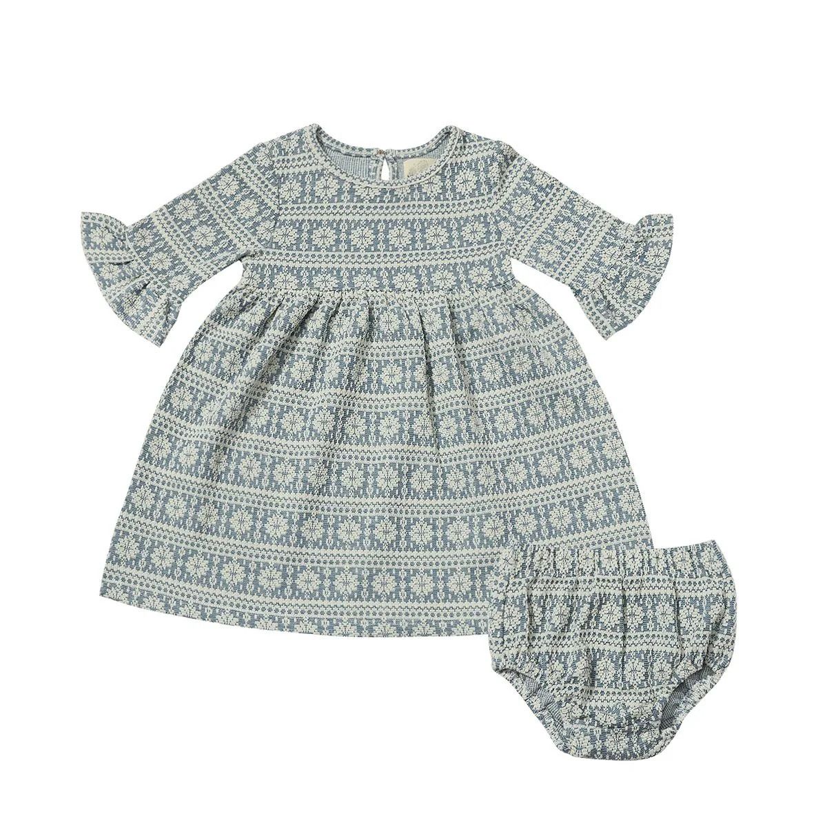 A-95 Paige Dress  Blue Snow Flake, Size: 0-3Mth