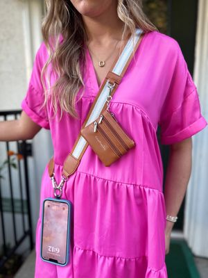 Clip &amp; Go Crossbody Strap with Pouch - Stripe Collection